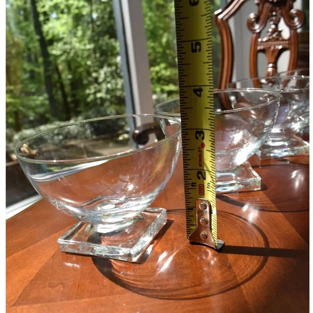 Set of 4 Vintage Mid Century Cambridge Champagne Sherbet Glass Square Pedestal